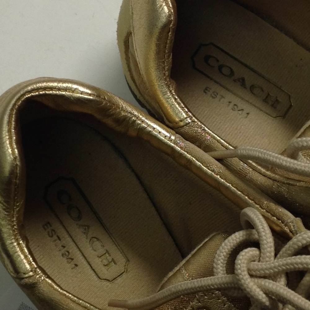 Gold and tan Coach sneakers - Picture 6 of 6